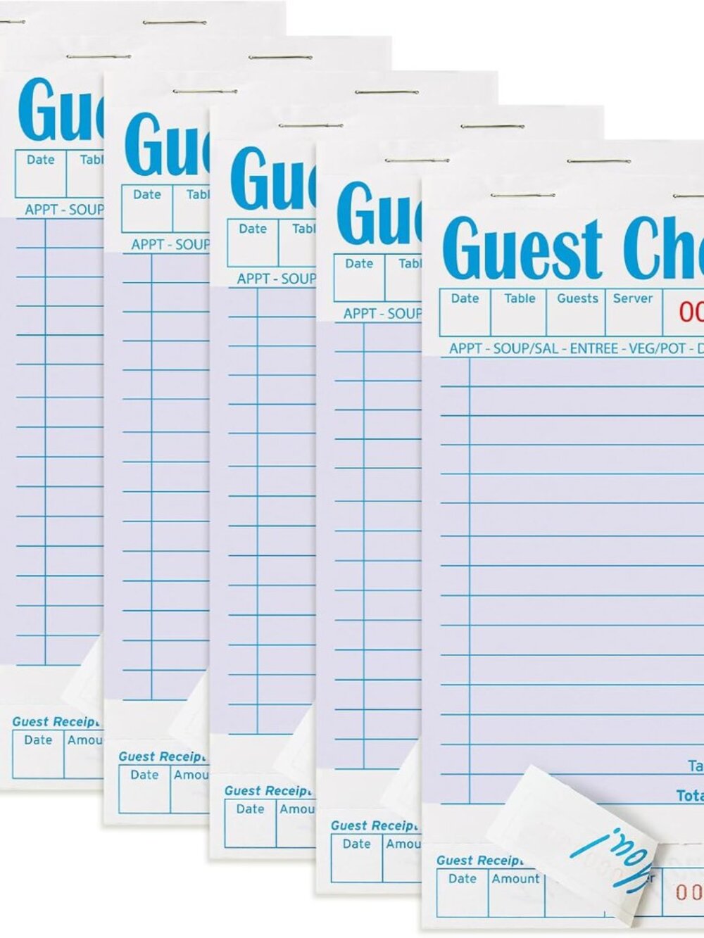 6 Pack Guest Checks Books, Server Note Pads, Purple